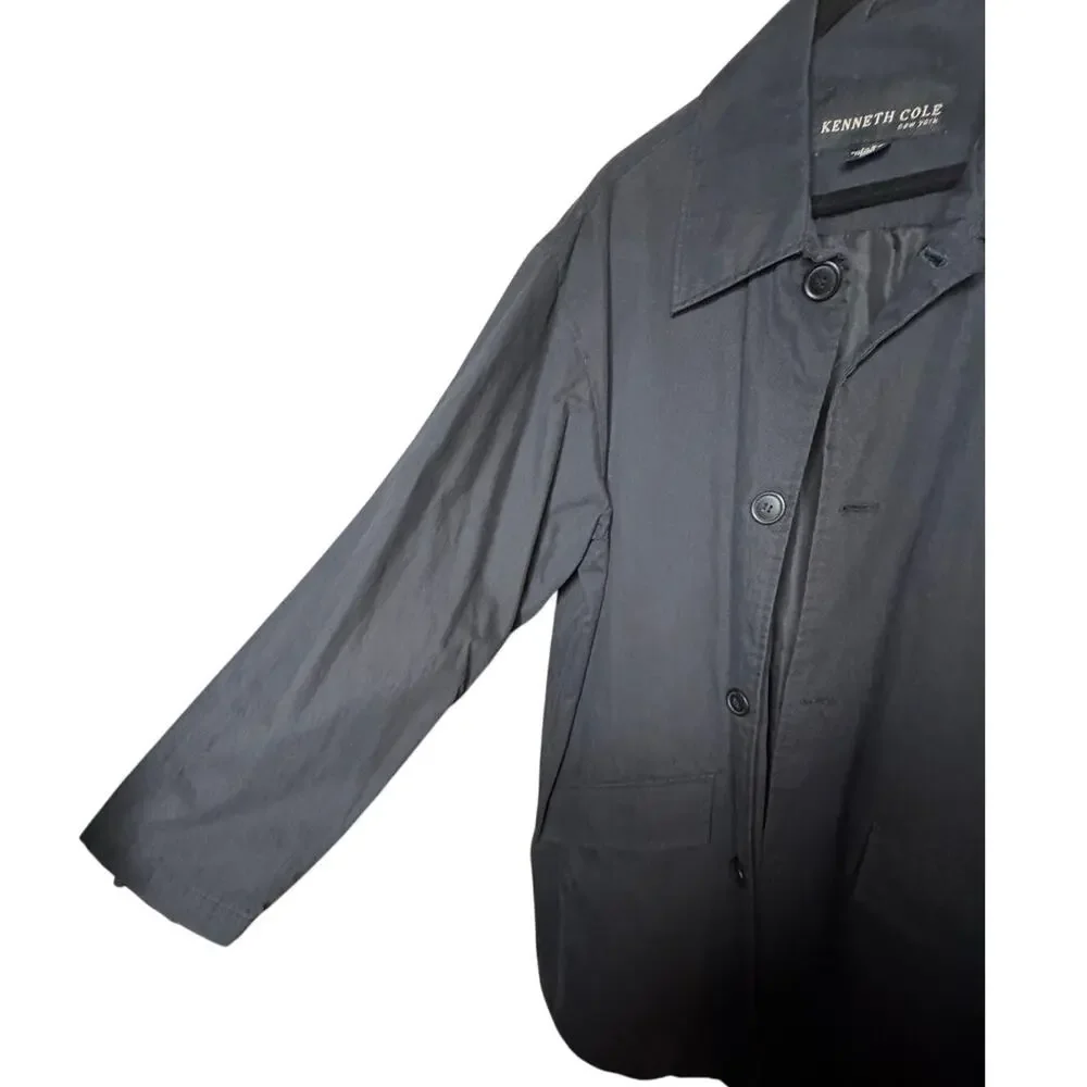 KENNETH COLE NEW YORK MENS BLACK RAIN OVERCOAT SIZE L